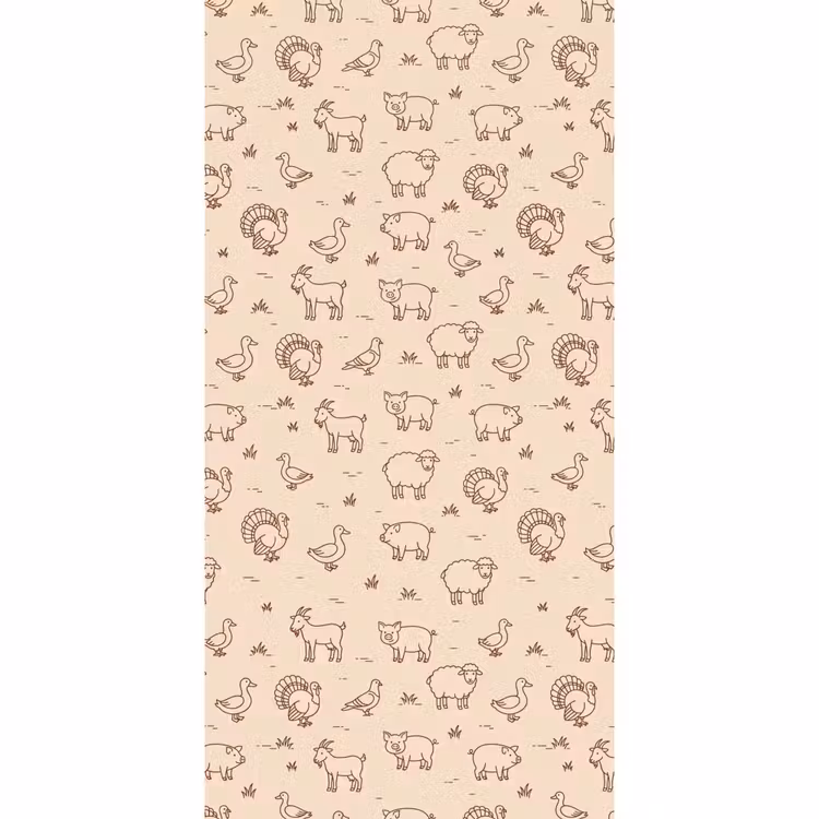 Behang - Dieren - Patroon - Boerderij - Minimalistisch - Beige — 2