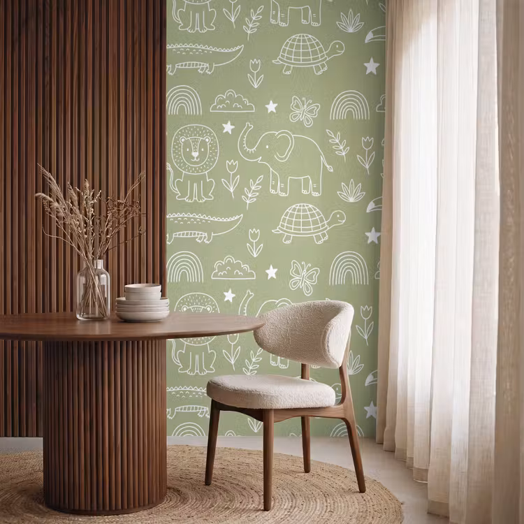Behang - Dieren - Patroon - Illustratie - Natuur - Groen — 4