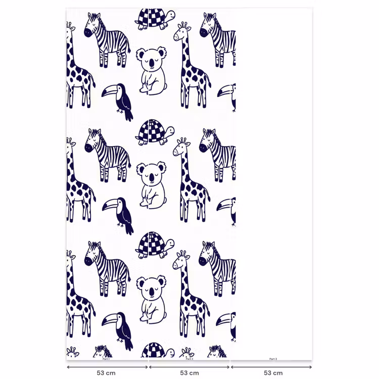 Behang - Dieren - Patroon - Kinderkamer - Grafisch - Wit-Blauw — 6