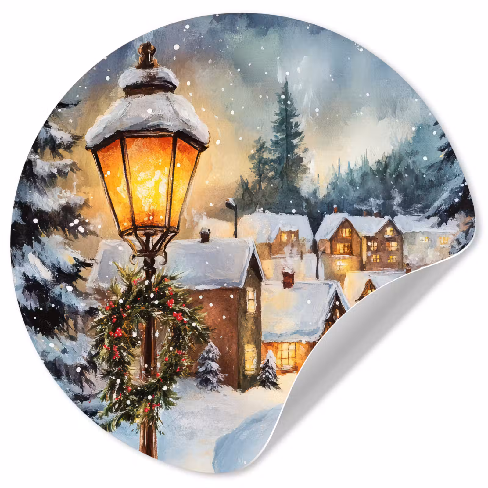 Behangcirkel - Kerstdorp - Huizen - Sneeuw - Kerst — 1