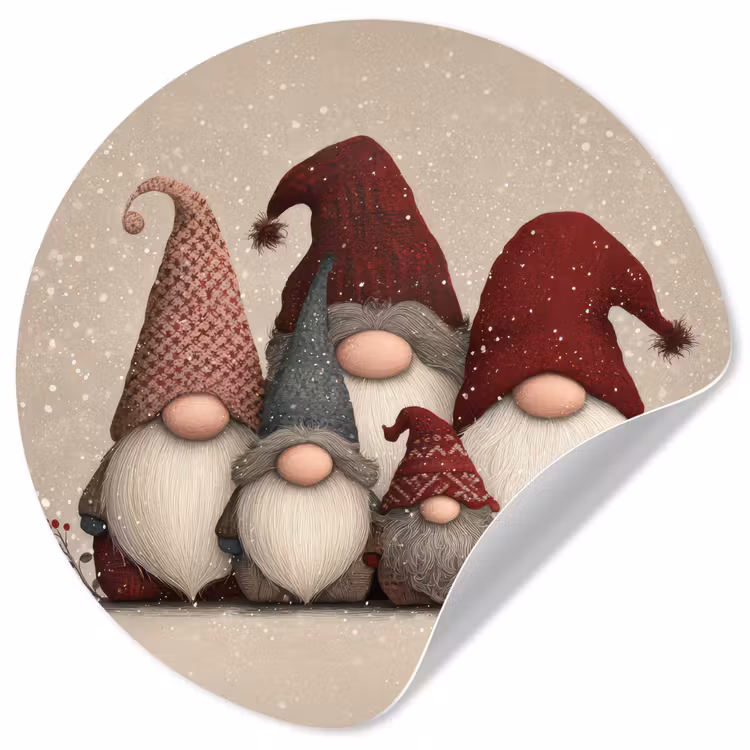 Behangcirkel - Kabouters - Kerst - Sneeuw - Puntmutsen — 1