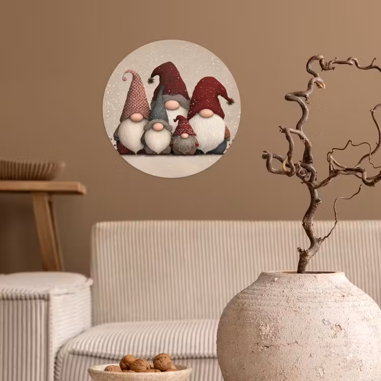 Behangcirkel - Kabouters - Kerst - Sneeuw - Puntmutsen — 2