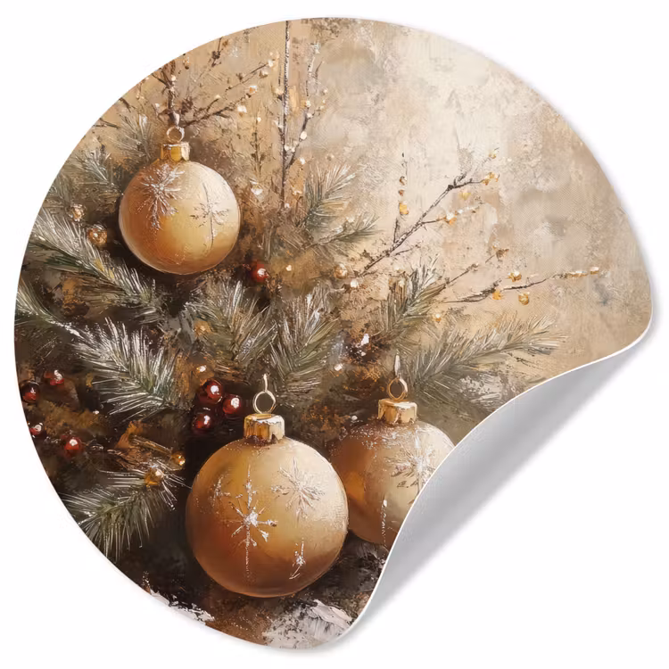Behangcirkel - Kerst - Kerstballen - Beige - Goud — 1
