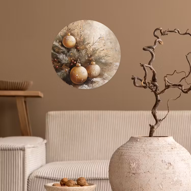 Behangcirkel - Kerst - Kerstballen - Beige - Goud — 2