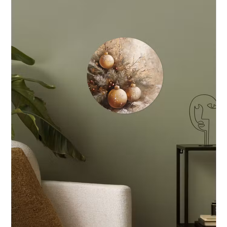 Behangcirkel - Kerst - Kerstballen - Beige - Goud — 3