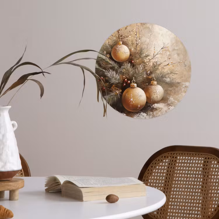 Behangcirkel - Kerst - Kerstballen - Beige - Goud — 4