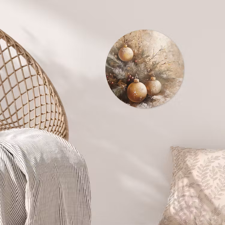 Behangcirkel - Kerst - Kerstballen - Beige - Goud — 5