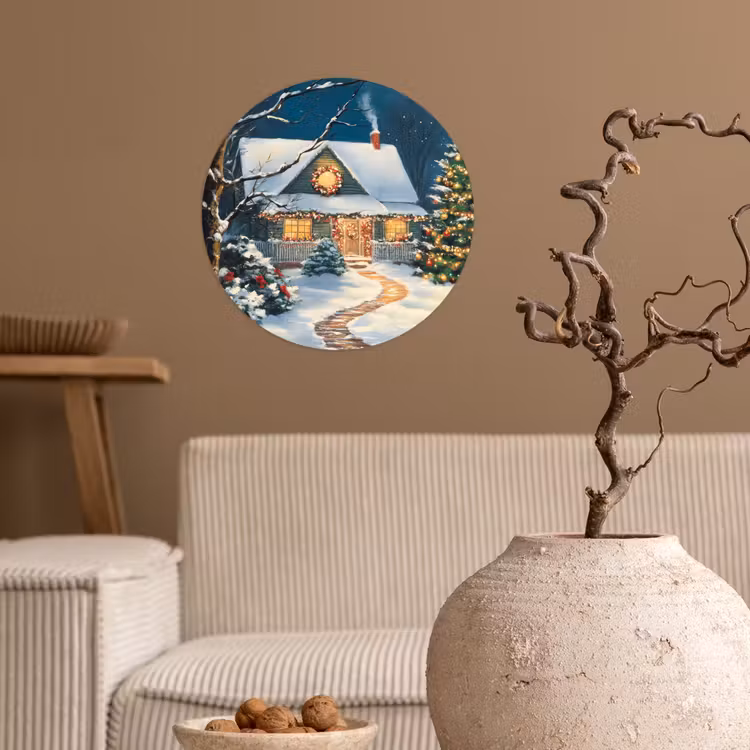 Behangcirkel - Kerst - Kerstboom - Winter - Huis - Sneeuw — 2