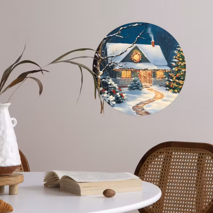Behangcirkel - Kerst - Kerstboom - Winter - Huis - Sneeuw — 4