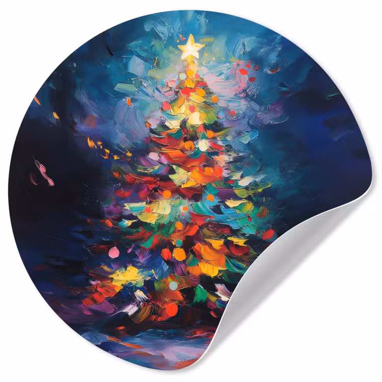 Behangcirkel - Kerstboom - Kerst - Abstract - Kleurrijk — 1