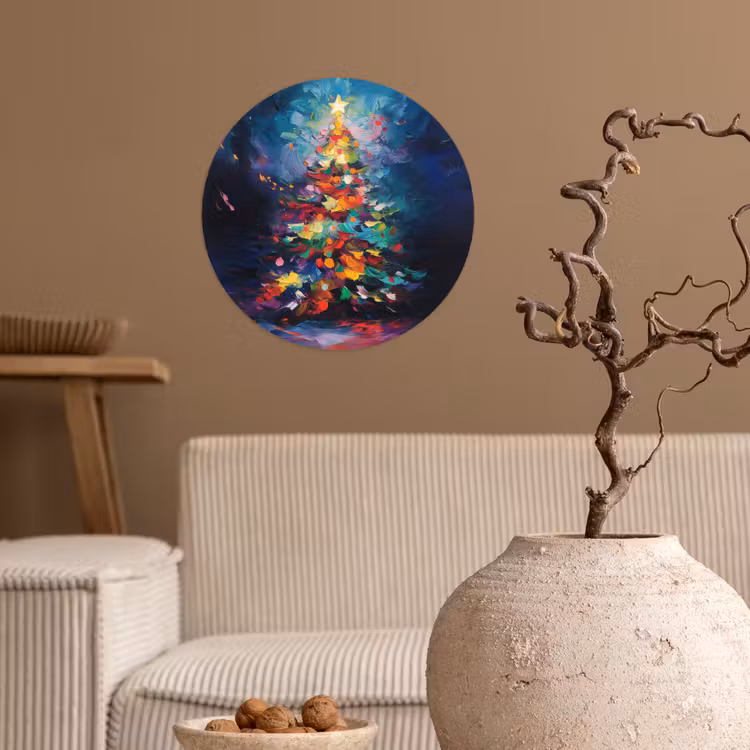 Behangcirkel - Kerstboom - Kerst - Abstract - Kleurrijk — 2