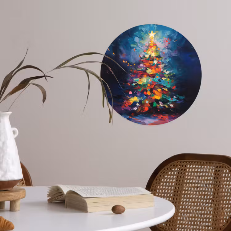 Behangcirkel - Kerstboom - Kerst - Abstract - Kleurrijk — 4