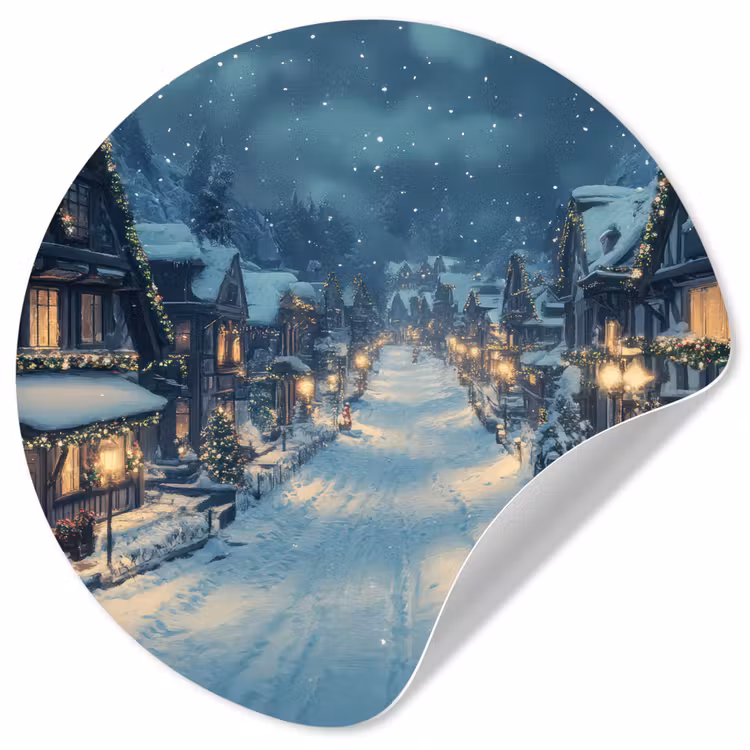 Behangcirkel - Kerstdorp - Kerst - Sneeuw - Winter — 1
