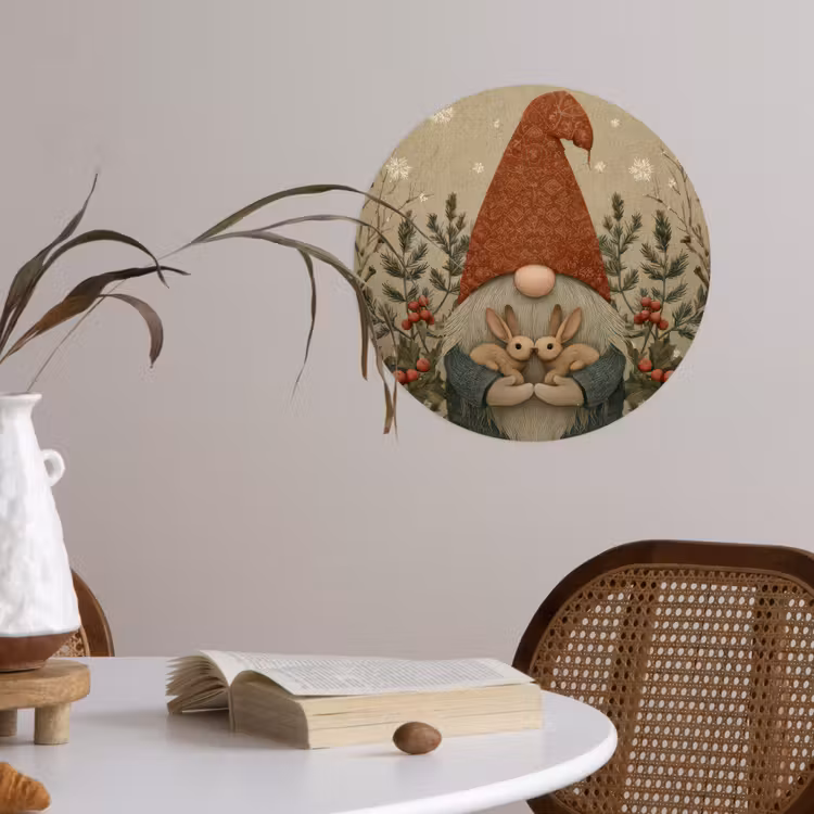 Behangcirkel - Kerstgnome - Konijntjes - Kleurrijk — 4