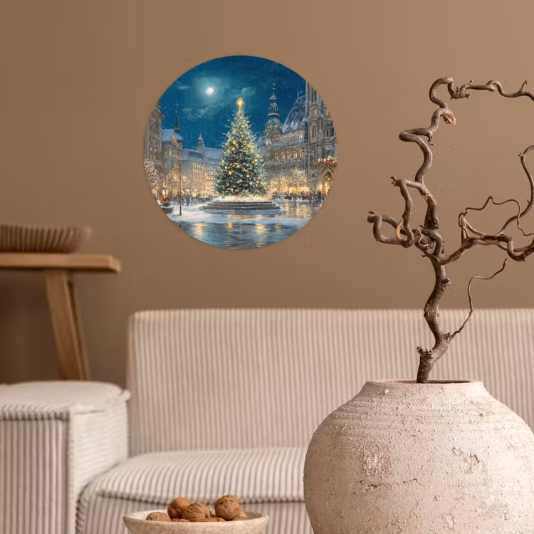 Behangcirkel - Kerstnacht - Stadsplein - Meerkleurig — 2