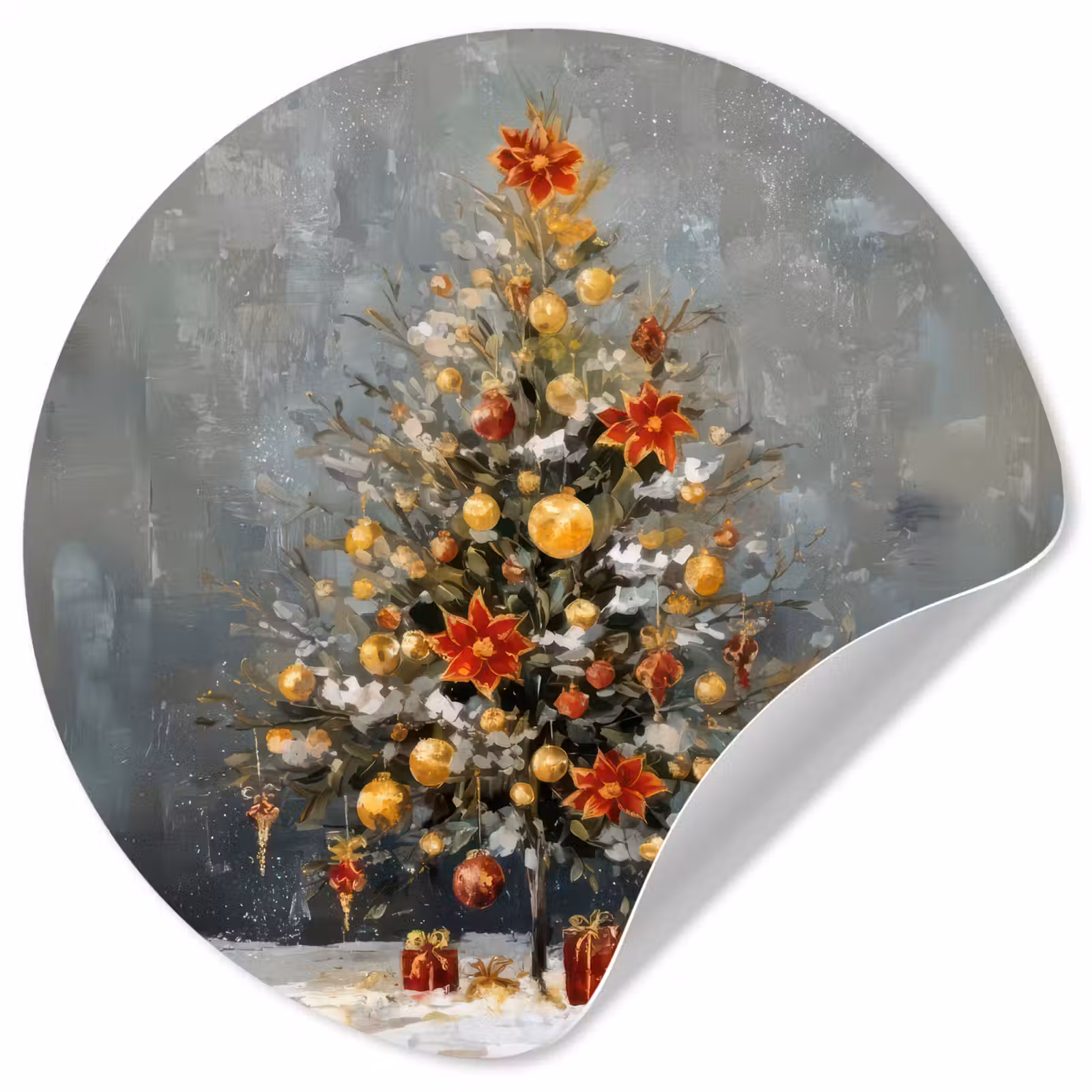 Behangcirkel - Kerstboom - Cadeaus - Rood - Goud — 1