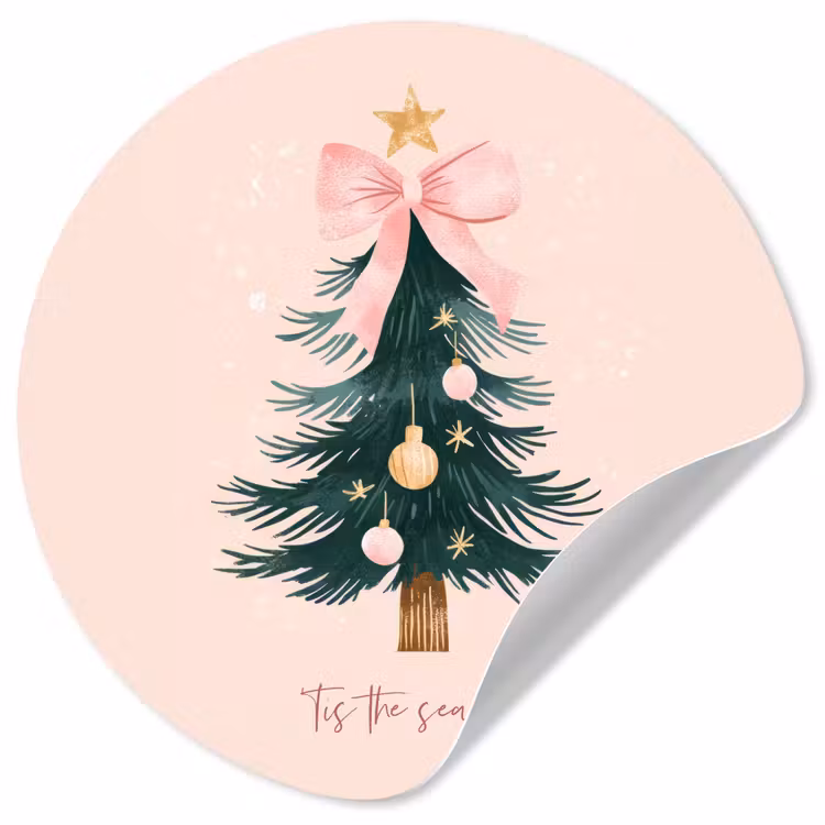 Behangcirkel - Christmas Season - Kerst - Kerstboom - Roze — 1