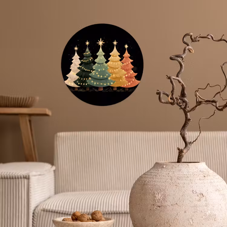 Behangcirkel - Kerstbomen - Kleurrijk - Lichtjes - Ster — 2
