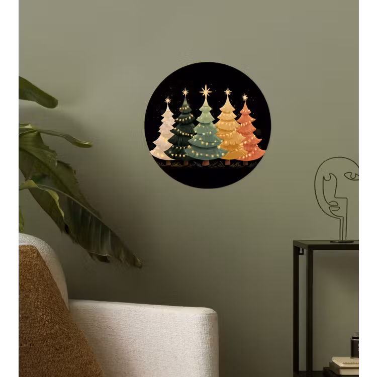 Behangcirkel - Kerstbomen - Kleurrijk - Lichtjes - Ster — 3