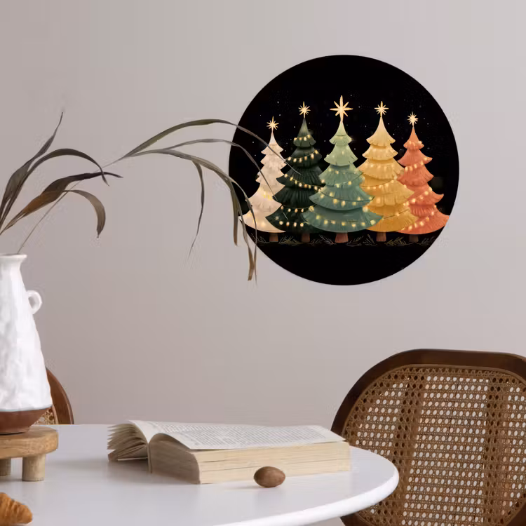 Behangcirkel - Kerstbomen - Kleurrijk - Lichtjes - Ster — 4