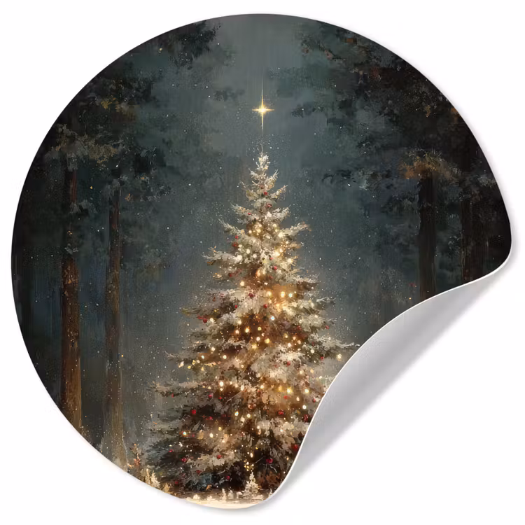 Behangcirkel - Kerstboom - Bos - Sneeuw - meerkleurig — 1