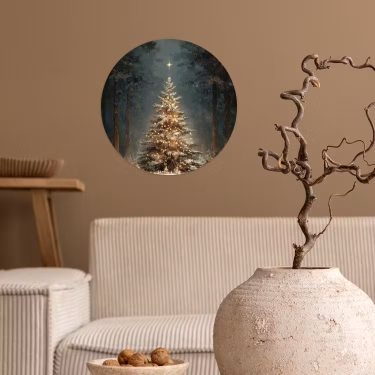 Behangcirkel - Kerstboom - Bos - Sneeuw - meerkleurig — 2