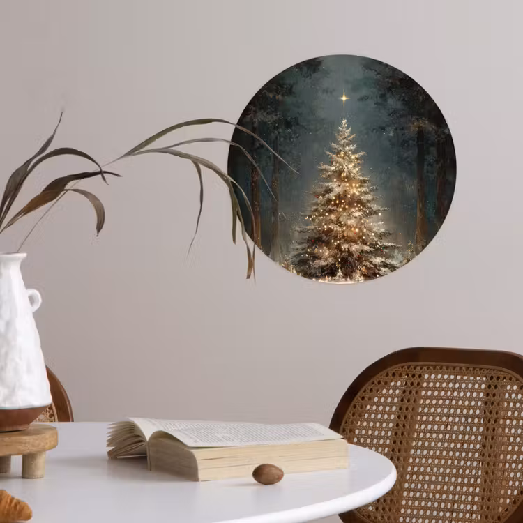 Behangcirkel - Kerstboom - Bos - Sneeuw - meerkleurig — 4