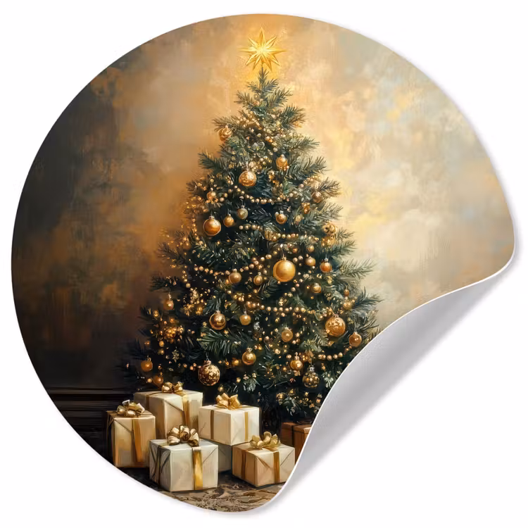 Behangcirkel - Kerstboom - Cadeaus - Goud — 1