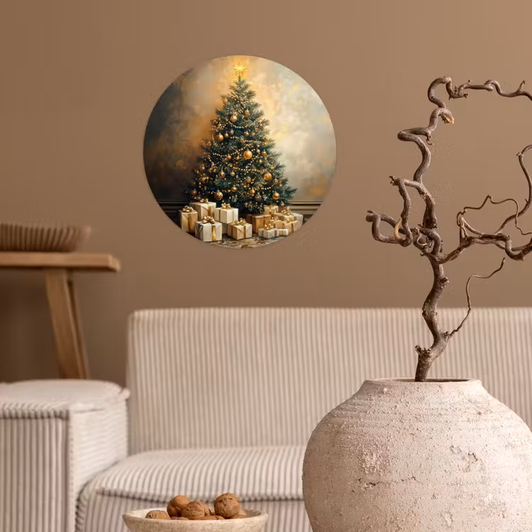 Behangcirkel - Kerstboom - Cadeaus - Goud — 2
