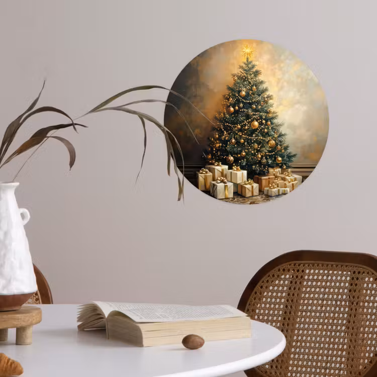 Behangcirkel - Kerstboom - Cadeaus - Goud — 4