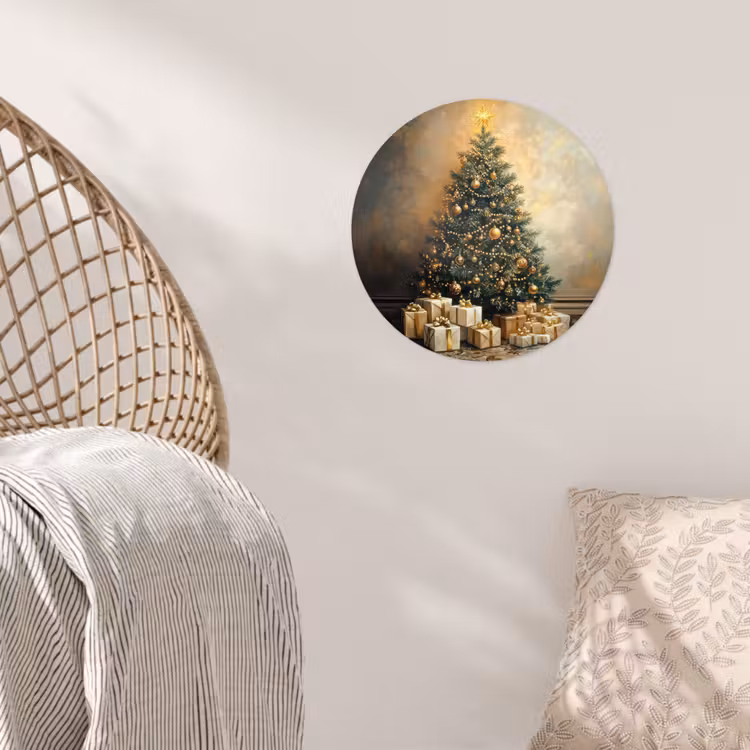 Behangcirkel - Kerstboom - Cadeaus - Goud — 5