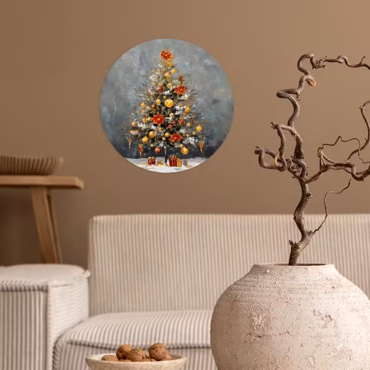 Behangcirkel - Kerstboom - Cadeaus - Rood - Goud — 2