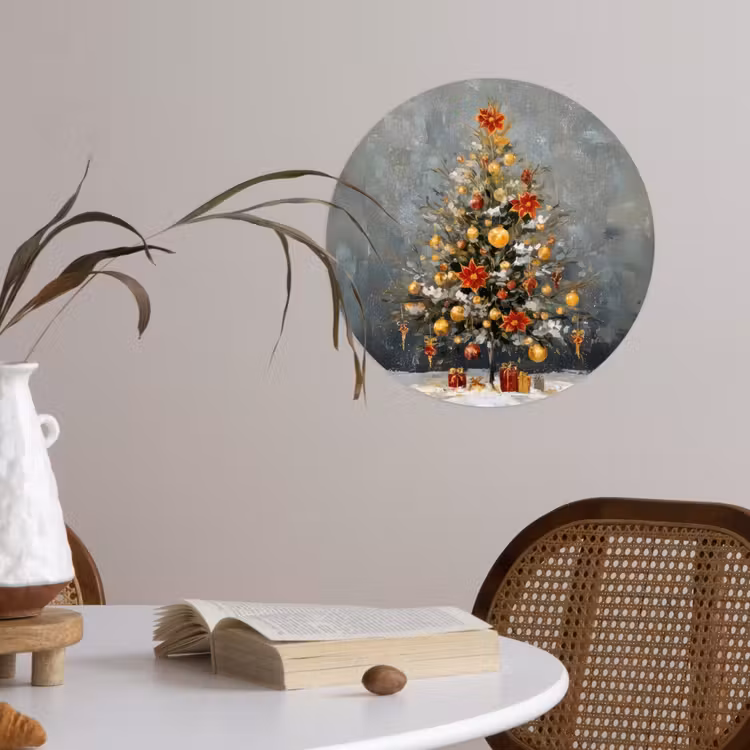 Behangcirkel - Kerstboom - Cadeaus - Rood - Goud — 4