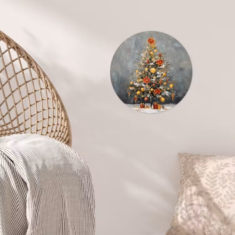 Behangcirkel - Kerstboom - Cadeaus - Rood - Goud — 5
