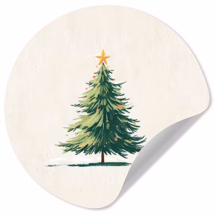 Behangcirkel - Kerstboom - Illustratie - Ster - Sneeuw — 1