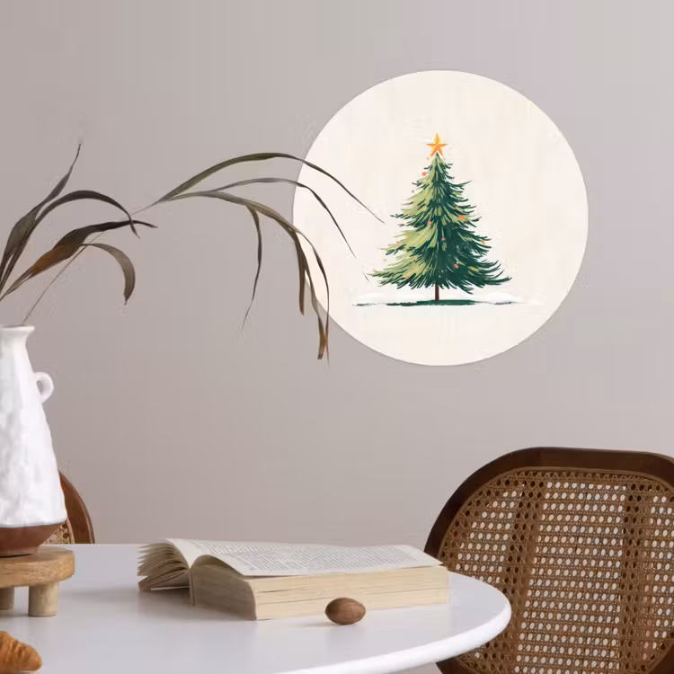 Behangcirkel - Kerstboom - Illustratie - Ster - Sneeuw — 4