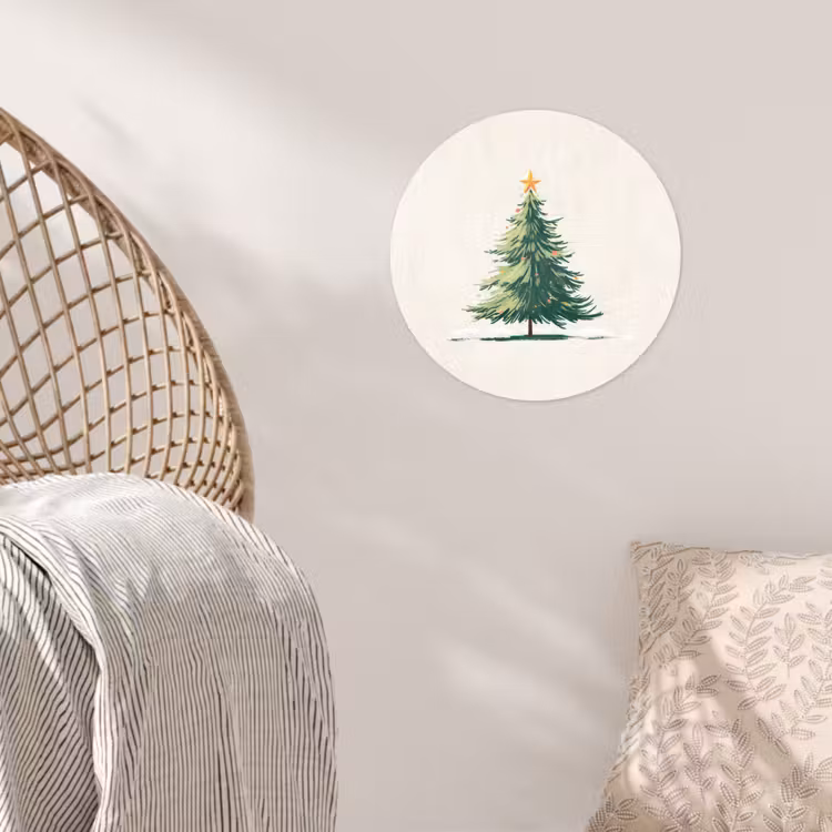 Behangcirkel - Kerstboom - Illustratie - Ster - Sneeuw — 5