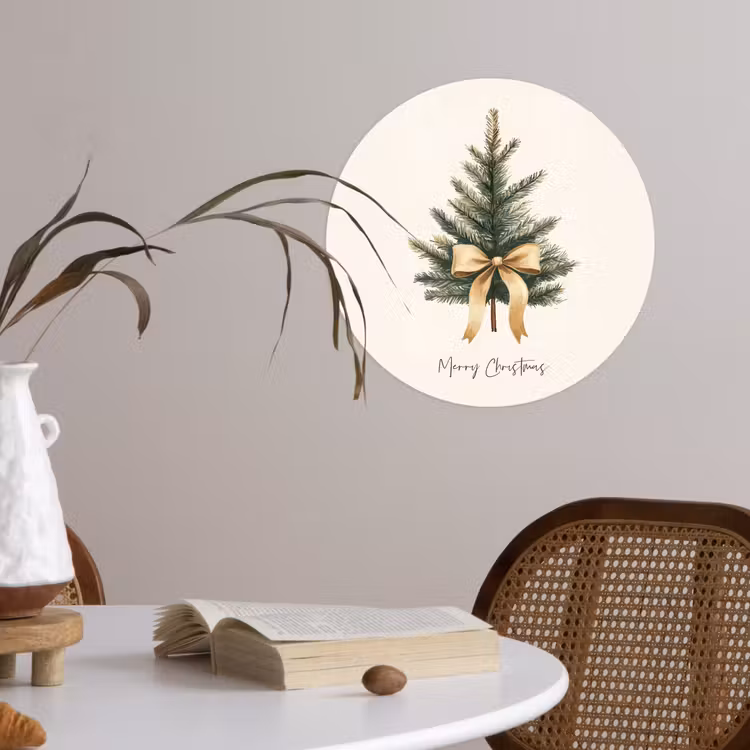 Behangcirkel - Kerstboom - Kerst - Merry Christmas - Beige — 4