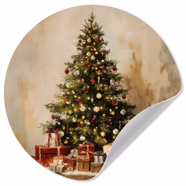 Behangcirkel - Kerstboom - Versierd - Kleurrijk — 1
