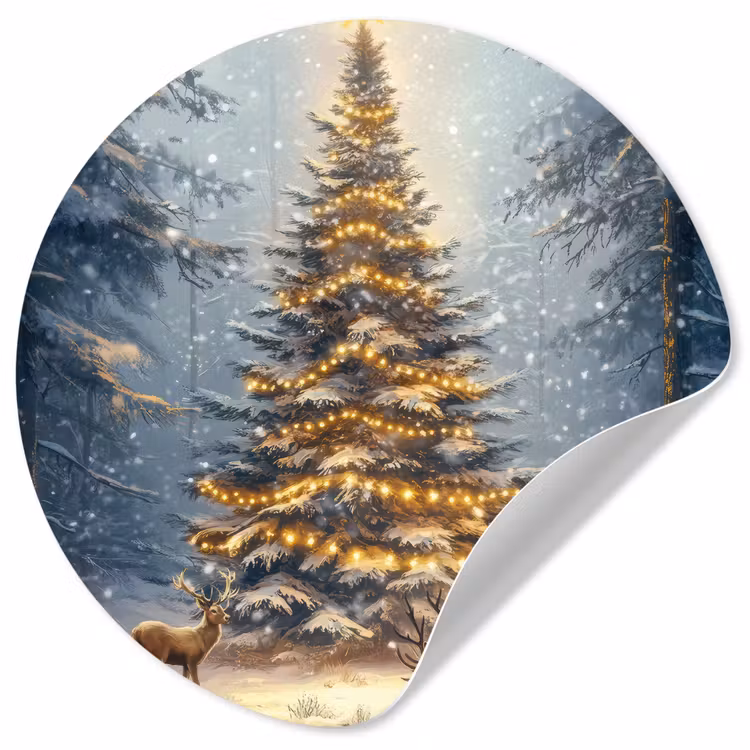 Behangcirkel - Kerstlicht - Woud - Hert - Donker — 1