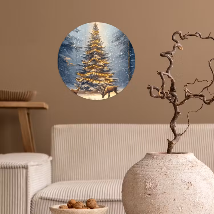 Behangcirkel - Kerstlicht - Woud - Hert - Donker — 2