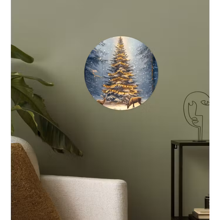Behangcirkel - Kerstlicht - Woud - Hert - Donker — 3