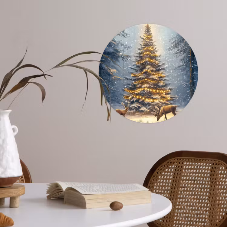 Behangcirkel - Kerstlicht - Woud - Hert - Donker — 4