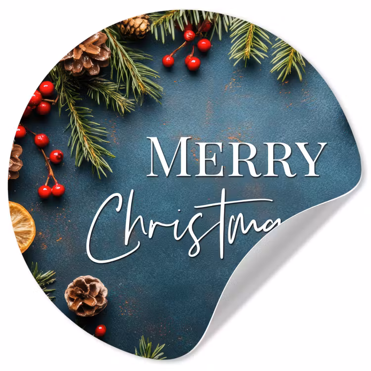 Behangcirkel - Merry Christmas - Blauw - Kerst - Winter — 1