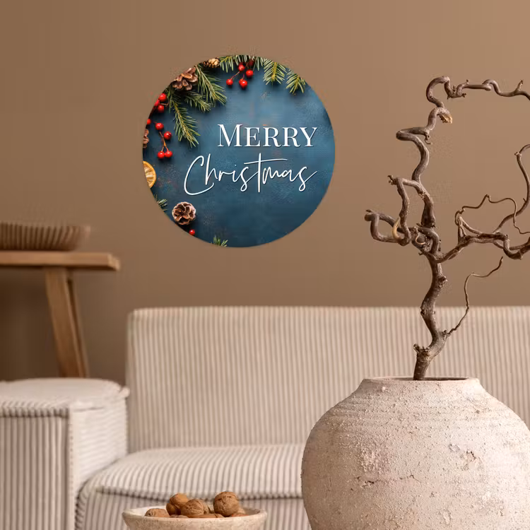 Behangcirkel - Merry Christmas - Blauw - Kerst - Winter — 2