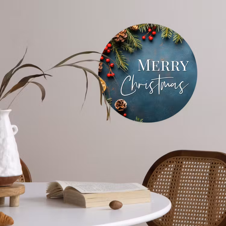 Behangcirkel - Merry Christmas - Blauw - Kerst - Winter — 4