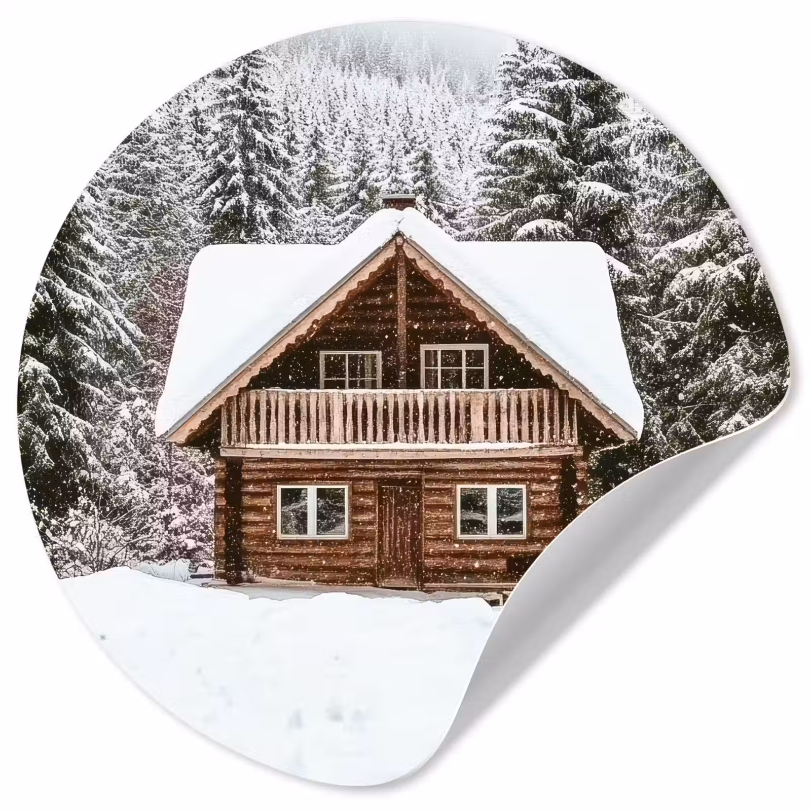 Behangcirkel - Huis - Bos - Winter - Natuur - Sneeuw — 1