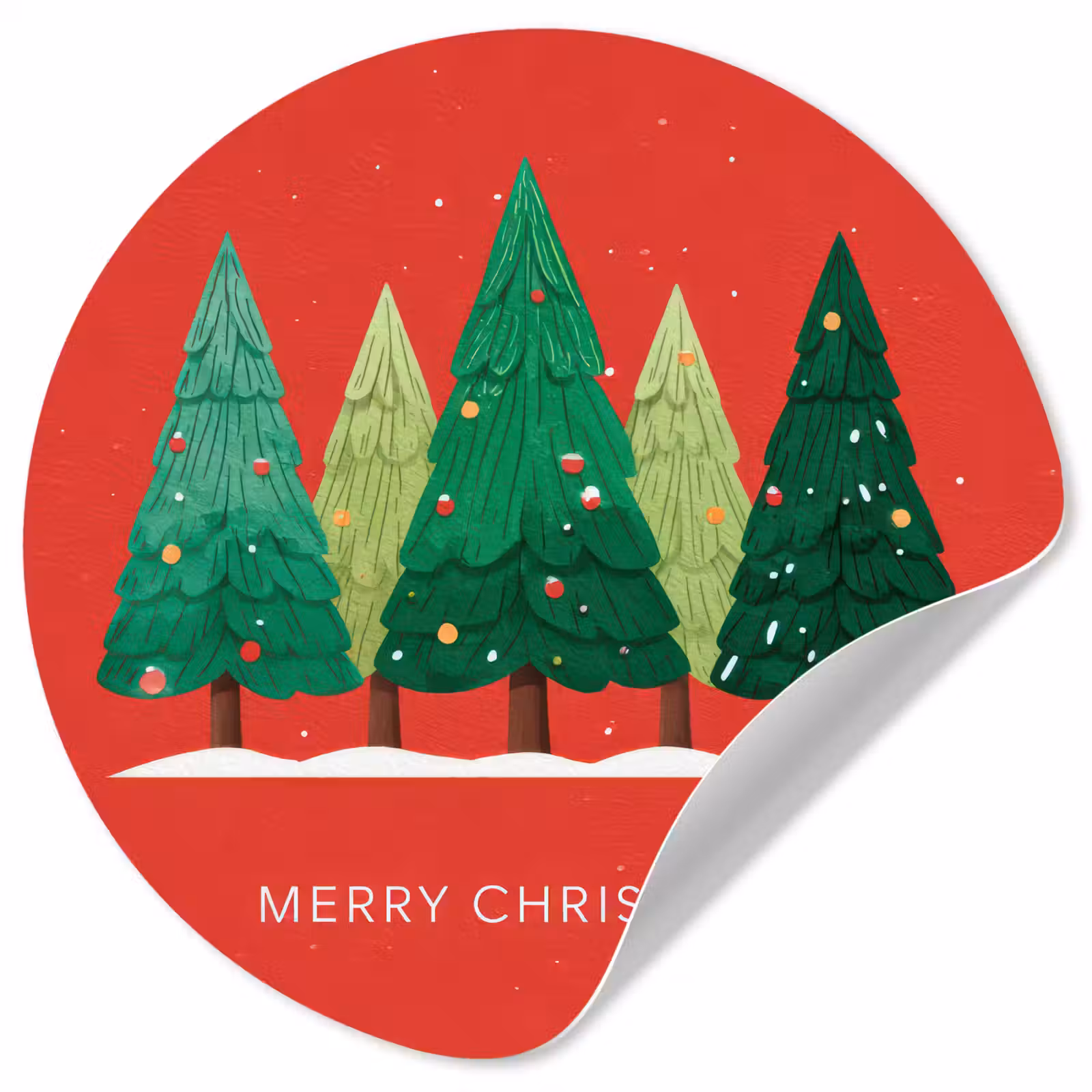 Behangcirkel - Minimalistisch - Kerstbomen - Rood - Sneeuw — 1