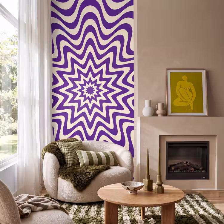 Behang - Abstract - Golven - Optisch - Modern - Paars — 1
