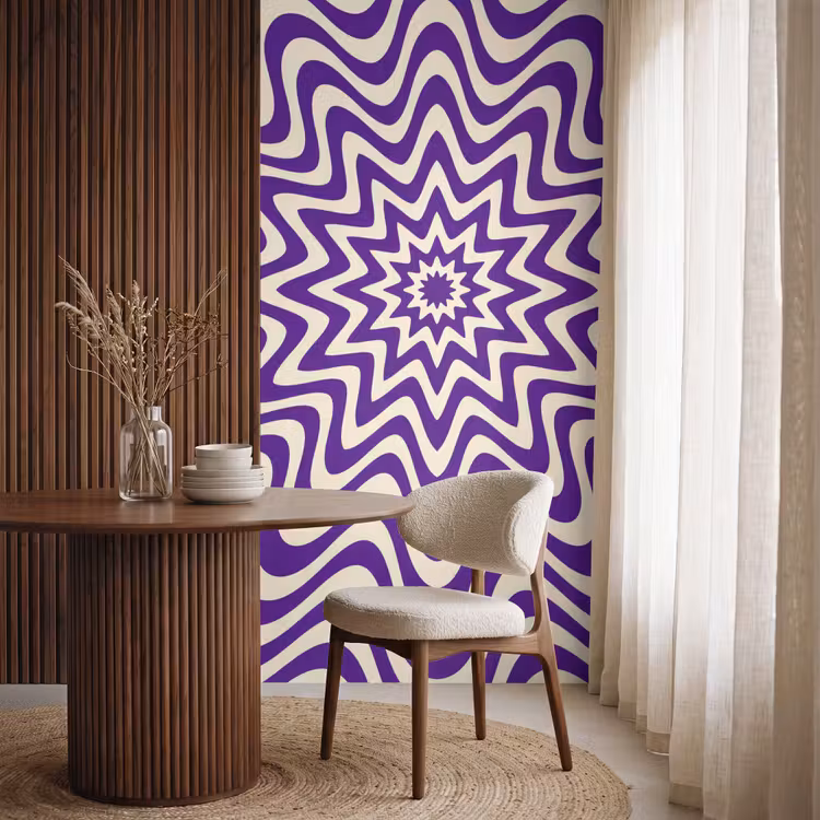 Behang - Abstract - Golven - Optisch - Modern - Paars — 4